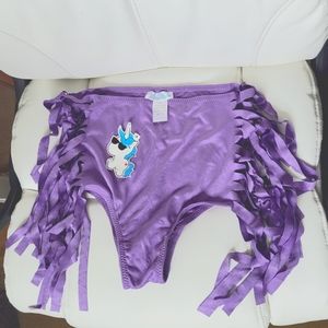 High Waist Side Fringe Cheeky Festival Bottoms- L